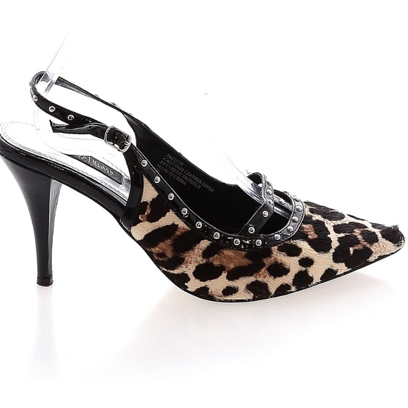 Jacqui E Shoes - White House Black Market Y2K Jacquie Calf Hair Slingback Heels Cheetah Size 8.5